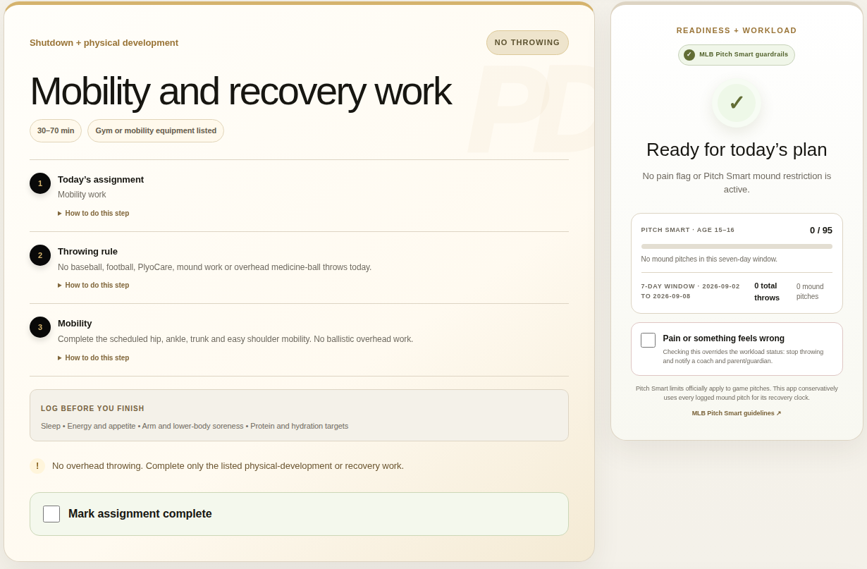 Public demo showing the daily assignment beside readiness and workload controls